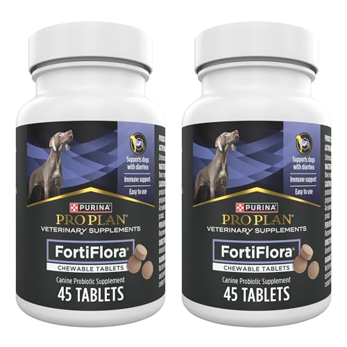 Purina Pro Plan Veterinary Supplements FortiFlora Chewable Dog Probiotic Supplement Tablets - 45 ct. Canister (Pack of 2)