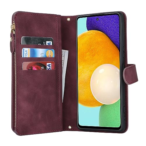 iCoverCase for Samsung Galaxy A52 5G Wallet Case with Card Holder for Women, Crossbody Lanyard Strap Kickstand PU Leather Case with Zipper Pocket Credit Card Slots Cover (Claret) by iCoverCase - Used condition - Image 4