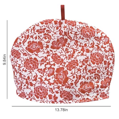 Image of Vintage Tea Cozies, Nature Cotton Tea Pot Warmer, Teapot Dust Proof Insulated Covers Tea Kettle Quilt for Kitchen Home Table Hotel Tea Party Restaurant (Red Flower)