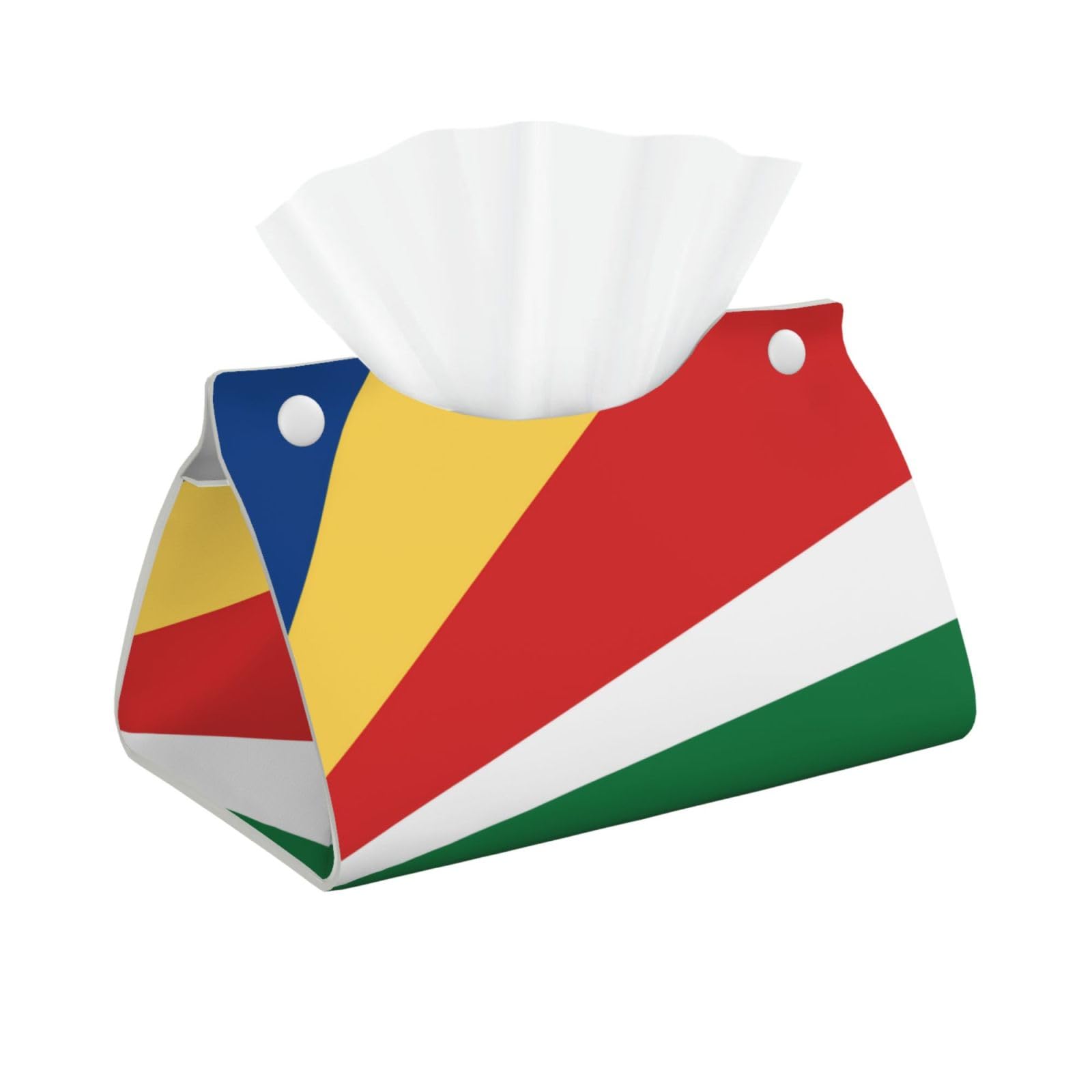 Flag of Seychelles Long Leather Tissue Box Cover-Waterproof PU Leather Tissue Holder for Bathroom, Decorative Rectangular Tissue Case