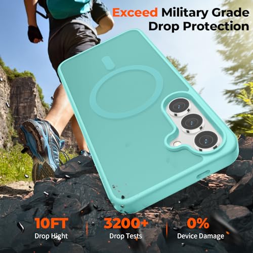 Image of SUPFINE Magnetic for Samsung Galaxy S24 Plus Case / S25 Plus Case with Screen Protector, (Built-in Magnets) (Military Grade Drop Protection) Slim Translucent Shockproof Phone Case,Blue Green