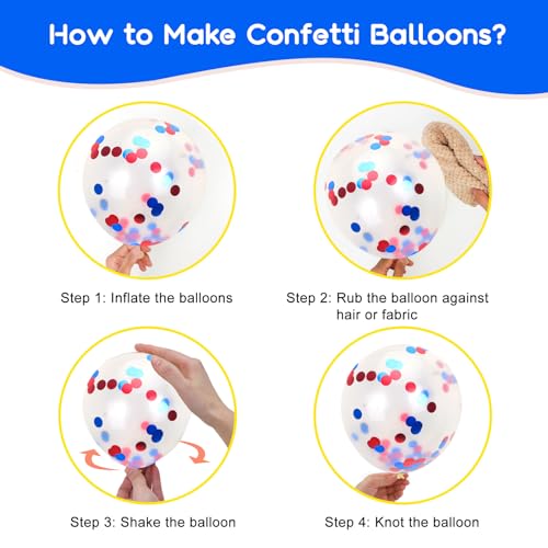 Image of RUBFAC 65pcs Red White and Blue Balloons 4th of July Patriotic Balloons Arch Garland Kit, 12 Inches Confetti Balloons for Independence Day Nautical Baseball Birthday Party Decorations