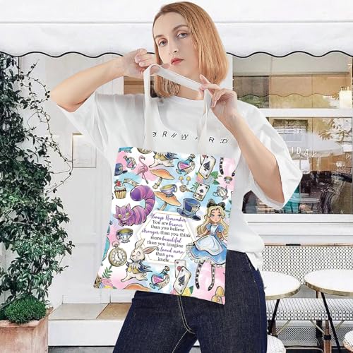 LEVLO Alice Movie Makeup Bag - Fairy Tale Fans Gift, Braver Stronger Smarter Than You Think, Colorful Tote with Zipper Pouch - Image 4
