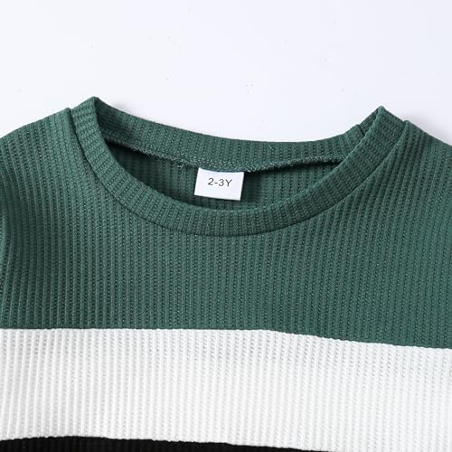 Image of Kid Toddler Boy Clothes Color Block Sweatshirt and Casual Pants 2Pcs Boys Fall Winter Outfits 1-5T