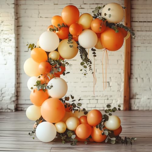 Image of KBZVNAF Orange and White Latex Balloons - 60 Pack 12 inch Orange White Confetti Party Balloons for Birthday, Baby Shower, Wedding, Fall Theme, Halloween Party Decorations