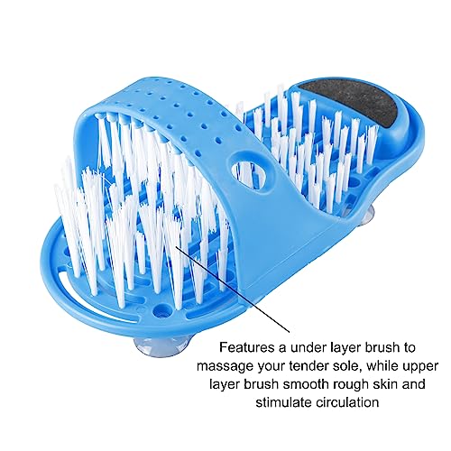 Messar Bathroom Shower No Bending Feet Brush Foot Cleaning Bristle Slipper Washer Bath Scrubber Massager Stick on Floor