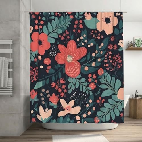 Rideau de douche pour salle de bain imperméable fleur 182x182 cm - 2