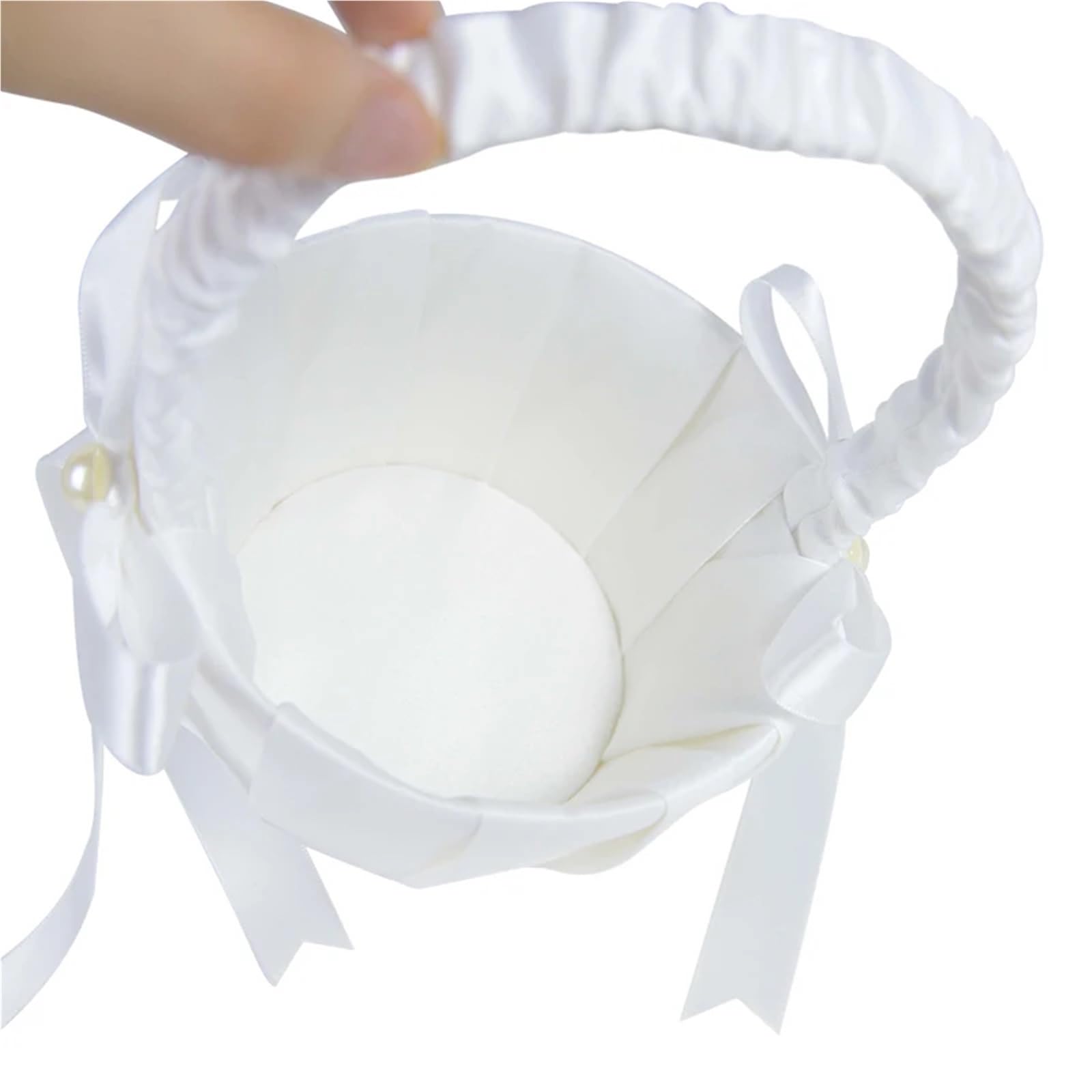 Hochzeitsblumenkörbe, Mehrfarbiger Blumenkorb aus Seide for die Hochzeit in der Hand(White)