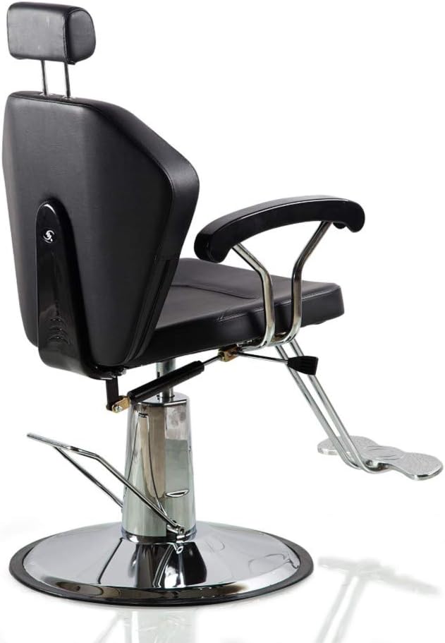 Salon Style Black Round Base 360 Degrees Rolling Swivel Barber Chairs Hair Salon Spa Barber Chair Hydraulic Reclining Salon Beauty Shampoo Equipment