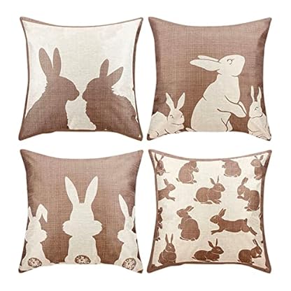 Generisch Ostern Deko,Osterdeko,FrüHling Urlaub Kissenbezug Dekoration Leinen Dekokissen Cases Home Kissenbezug 45x45 Kissen FrüHling HäSchen KissenhüLle Kissenbezug 45 X 45 cm