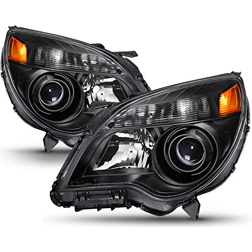 VIPMOTOZ Black Housing OE-Style Projector Headlight Headlamp Assembly For 2010-2015 Chevy Equinox Halogen Model, Driver & Passenger Side