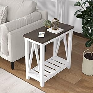 Choochoofarmhouseendtablesetof2rusticvintagenarrowendsidetablewithstorageshelfforsmallspacesnightstandsofatableforlivingroombedroomwhite Urban Country Home Decor Choochoo farmhouse end table set of 2 rustic vintage narrow end side table with storage shelf for small spaces nightstand sofa table for living room bedroom white urban country home decor