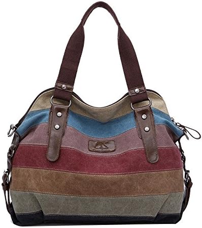 New Fashion Women Stripe Canvas Handbag Hobo Shoulder Messenger Gallent Crossbody Tote Bag
