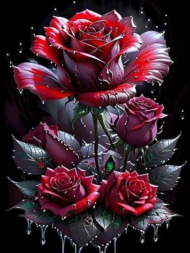 Ekuxom Rose Diamond Art Kits for Adults-Flower Diamond Painting12X16Inch