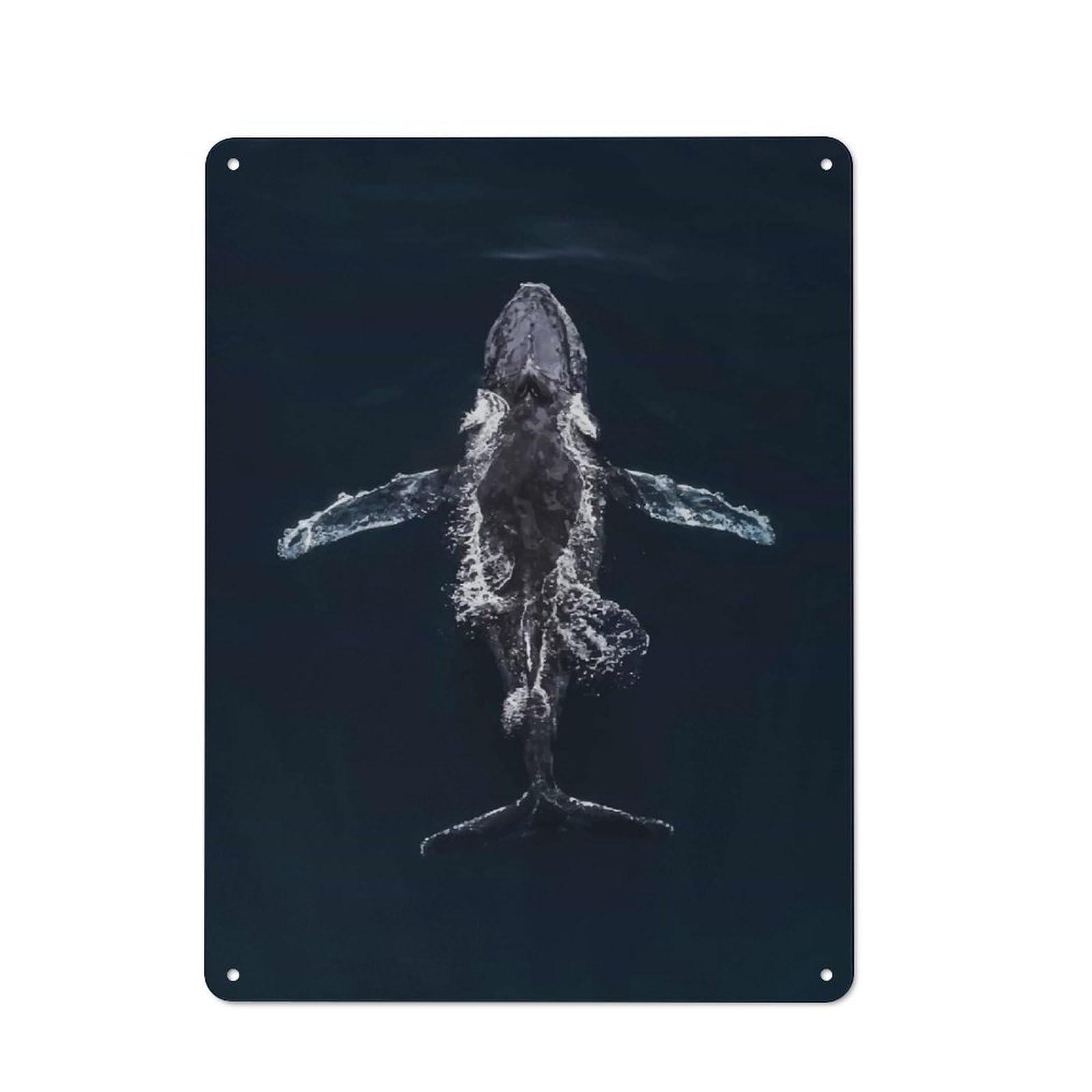 Junmoney Humpback Whale Underwater Tin Wall Plaque 40X30cm With For Workshop Wall, Suited To Workshop Decor Fans, For Retro Home Interiors