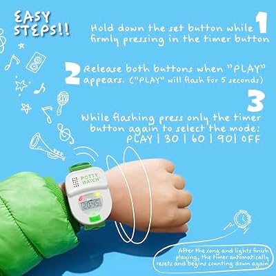 Potty Training Seat and Potty Watch - Easy & Fun Toilet with Interactive 6 Reusable Color Changing Stickers and Watch Included (Savanna & Blue)