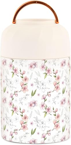 Miniatura 2 de Spring Sakura - Tarro de comida con cuchara de acero inoxidable aislado al vacío, contenedor de alimentos de 17 onzas para adultos