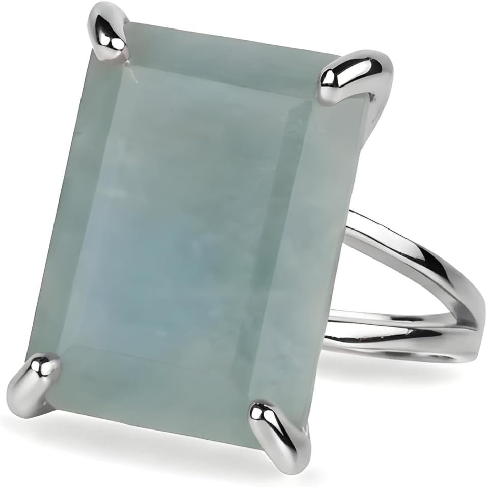 Large Aquamarine Ring - 14k Gold Handmade Custom Rings for Women - Fashion Rings, Statement Jewelry for Ladies