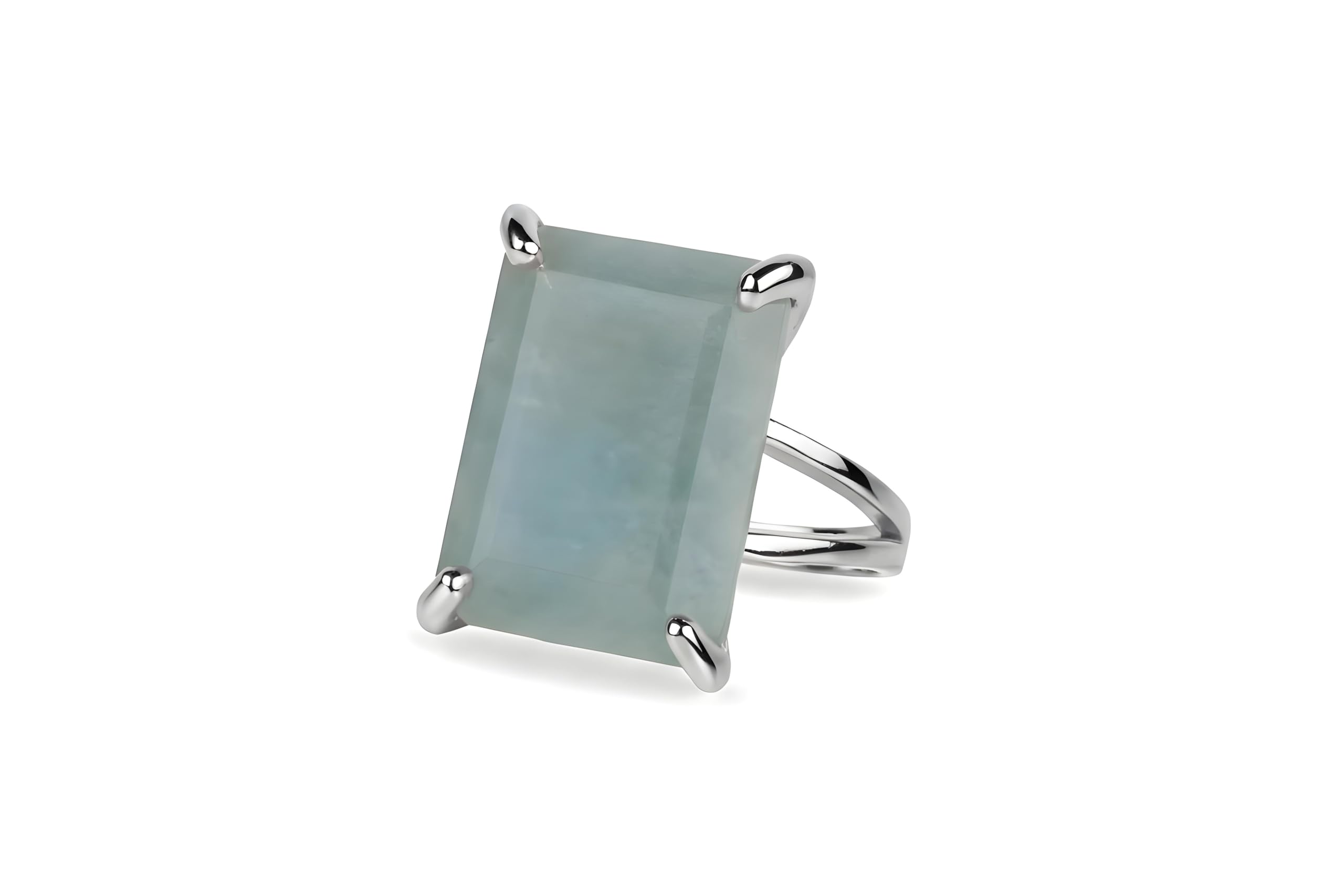Anillo Grande de Aguamarina - Anillos de Oro de 14k Hechos a Mano para Mujeres - Anillos de Moda, Joyas de Declaración y Regalo para Damas