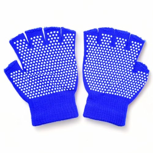 Image of AKORD 2 x Pairs Adults Blue Fingerless Gripper Gloves - One Size, Men or Women…