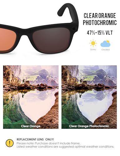 Image of BLAZERBUCK Photochromic Replacement Lenses Compatible with Ray-Ban Meta Wayfarer RW4006 | RW4012 (Gen 2) 50mm Smart Glasses