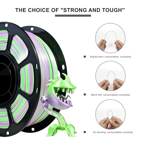 Image of iBOSS Silk PLA+ Gradient 3D Printing Filament, 1KG Spool 1.75mm Silk Shiny Green Purple Gradient Printer Filament 2.2lb Brighter New Version, Neatly Wound 3D Printing Filament Compatible