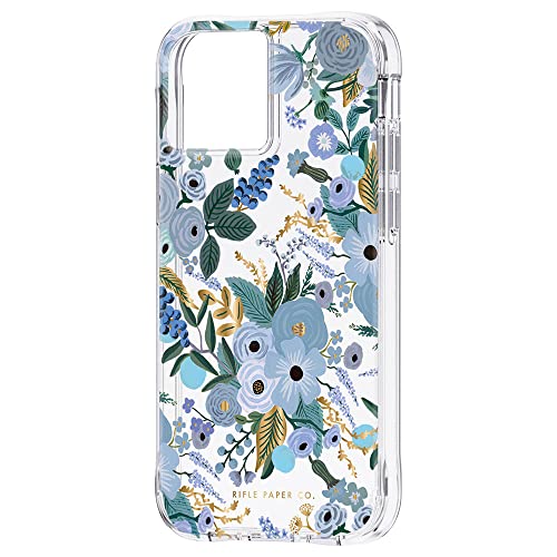 Image of Rifle Paper Co. iPhone 13 Pro Max Case for Women - Garden Party Blue [10ft Drop Protection] [Wireless Charging] Floral Print Phone Case for iPhone 13 Pro Max, Lightweight Anti Scratch Shock Absorbing