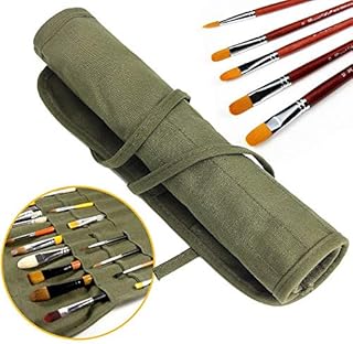 Paint Brush Holder, JTDEAL 22 Slots Paint Brush Storage for Acrylic Oil Watercolor Gouache Artist Paint Brush Roll Canvas Pouch, Army Green