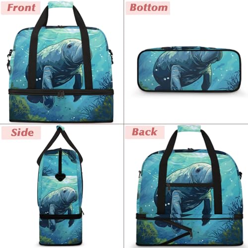 Large Weekender Overnight Bags Cute Animal Cartoon Walrus Travel Duffel Bag for Women Men Gym Bag With Shoe Compartment Foldie Travel Tote Bag Carry On Personal Item Bag for Travel Gym Sports3