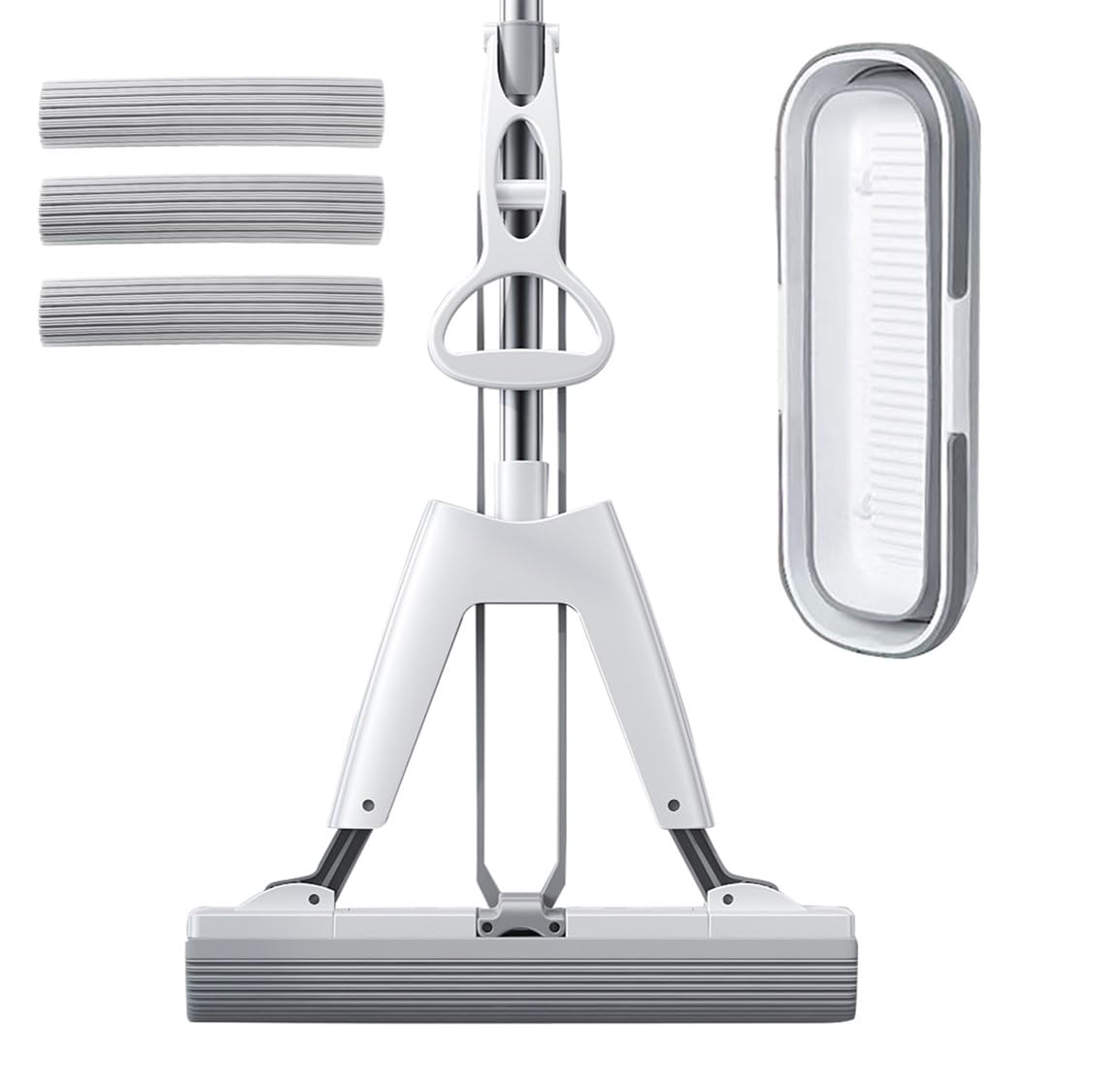 YURIGO Kozeedom Mop and Bucket with Wringer Set for Home Floor Cleaning, Self Squeezing mini Hand mop with 3 Absorbent Sponge Mop Refills and Adjustable Height