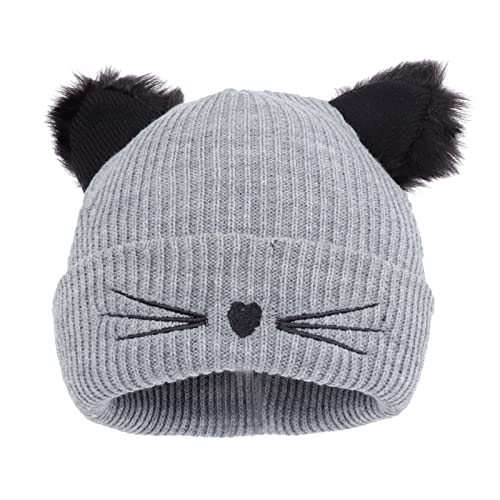 Women Girls Winter Sequin Cat Ears Hat Knitted Warm Beanie Hat Cute Ski Skull Cap Crochet Beanies