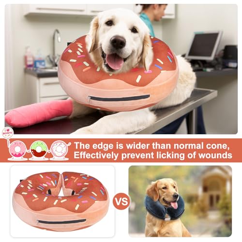 Image of BEAUTYZOO Dog Cone Alternative After Surgery for Large Medium Small Dogs, Soft Inflatable Cone Collar for Dogs Cats, Neck Donut E Collars Dog Recovery Collar to Stop Licking, Chocolate Brown, L