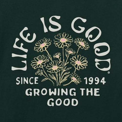 Life is Good Women's Growing the Good Daisies Crusher-FLEX Hoodie Tunic, Treeline Green2