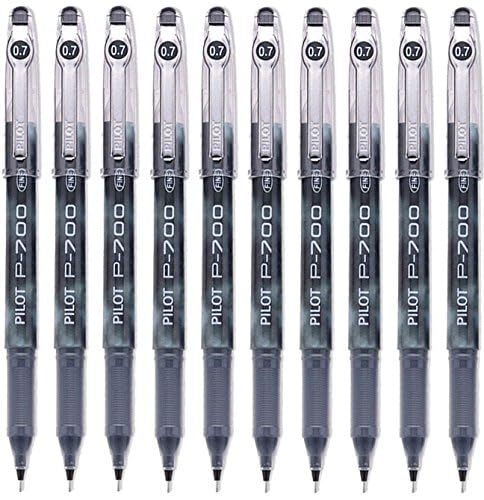 Pilot P-700 Rollerball Stick Gel Pen Negro Pack 10 miniatura 2