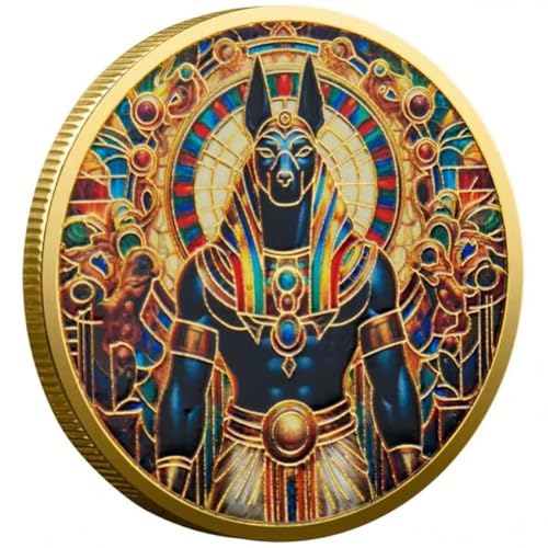 Brxmpn Moneda Conmemorativa De Anubis, Moneda De Desafío Egipcia, Moneda Coleccionable Antigua para Celebraciones De Festivales De Estilo Étnico.