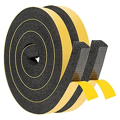 YoleShy Window Air Conditioner Foam Tape 2 Pcs 1 Inch Wide x 1 Inch Thick Weather Stripping Door Seal Strip for Insulation, Weatherstrip, Gap Blocker,Total 13 Feet Long(6.5ft x 2 Rolls)