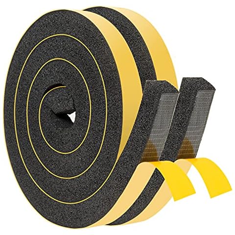 YoleShy Window Air Conditioner Foam Tape 2 Pcs 1 Inch Wide x 1 Inch Thick Weather Stripping Door Seal Strip for Insulation, Weatherstrip, Gap Blocker,Total 13 Feet Long(6.5ft x 2 Rolls) Cover
