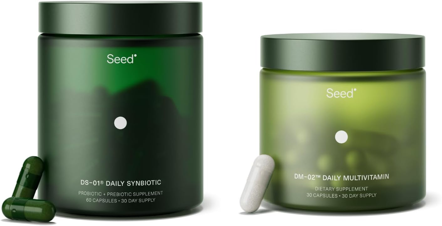 Seed DS-01 Daily Synbiotic & DM-02 Daily Multivitamin Bundle - Probiotic and Multivitamin for Women and Men - Vegan - 30-Day Supply - Image 1 of 9