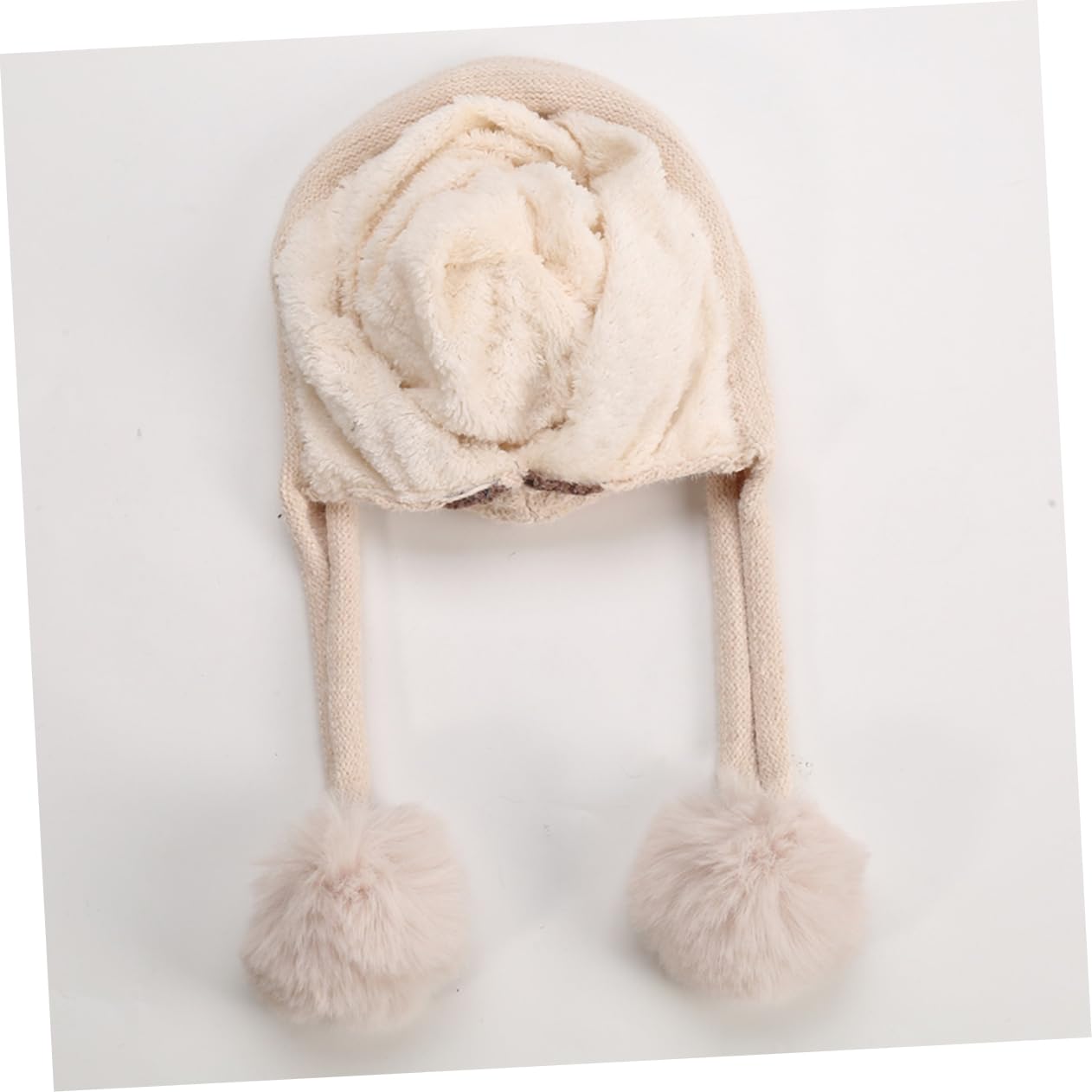 SHERCHPRY 3pièces Bonnet Laine pour Femmes Chapeau Hiver Chaud avec Pompons pour Ski Et Activités Extérieures Beige