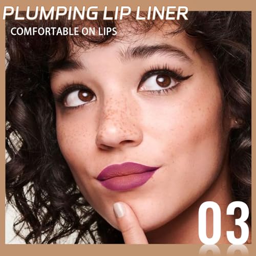 Image of Matte Lip Liner Pencil, Long-Lasting Creamy Formula with Silicone Smudger, Waterproof Non-Staining Crayon for Lip Contouring, Plump Define Sculpting 03#