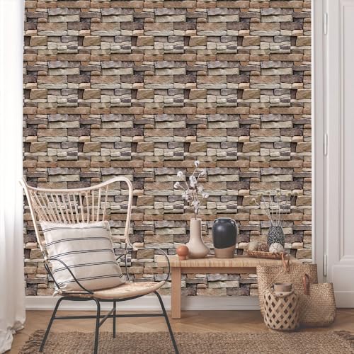 YapitHome 10 Stücke 3D Wandpaneele Selbstklebende Ziegel Tapete, 30x30cm Wasserfest Steinoptik Wandsticker für Badezimmer,Wohnzimmer,Küche,Schlafzimmer