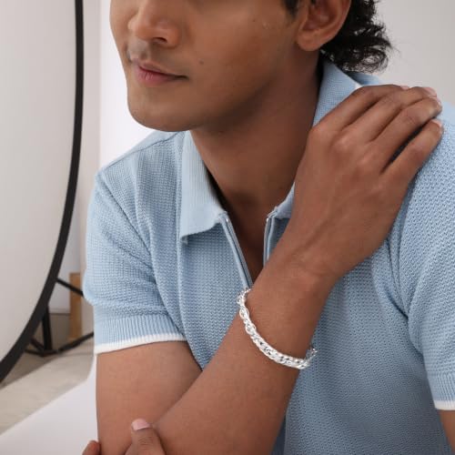 Image of TRUESILVER ACPL 925 Sterling Silver BIS Hallmarked Bracelet for Men | Pure Silver Jewellery for Wedding Anniversary Birthday
