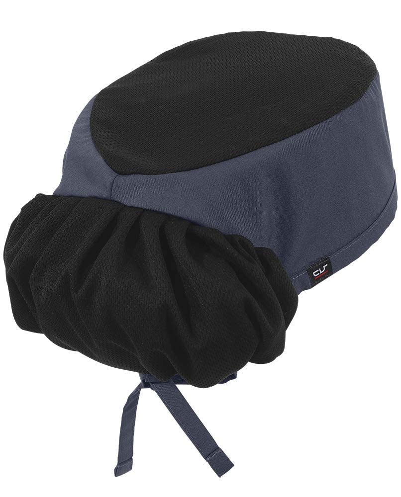 Professional Chef Skull Cap with Pony Tail Holder (One Size Fits Most, Granite/Black)