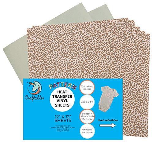 Leopard Print Pattern HTV Heat Transfer Craft Vinyl for T Shirts and Fabric| Printed Sheets for Cricut, Silhouette, Cameo, Decals, Signs, Stickers by Craftables