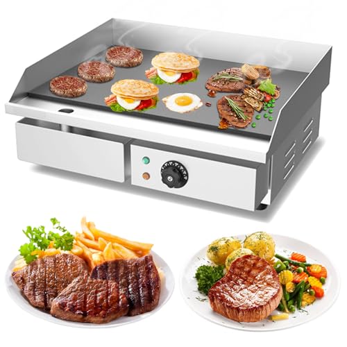 UMJIGF Commercial Electric Griddle 3000W BBQ Grill Stainless Steel Countertop Full Flat Hot Plate Grill Non-Stick Restaurant Teppanyaki,