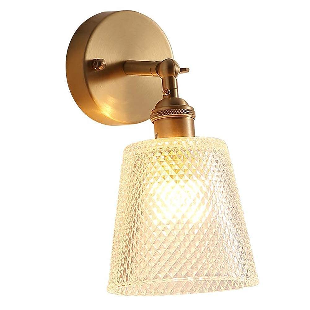 Lámpara de pared para baño y dormitorio estilo retro con acabado en oro satinado