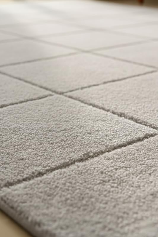 Hand-Tufted Wool Area Rug – Contemporary Geometric Grid Design, Elegant Rugs for Living Room, Bedroom, Dining Space & Entryway 8 x 12 Feet Light Grey