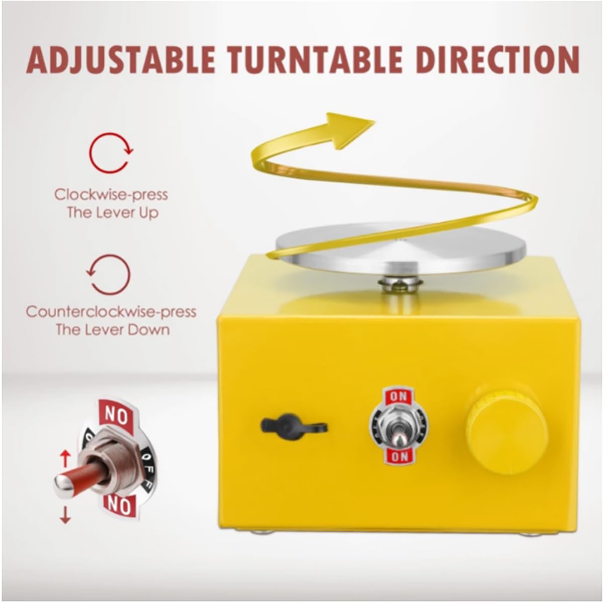 Mini tornio Elettrico per Ceramica - 2000 Giri/min Strumento di Argilla Regolabile per Bambini e Adulti con Piastre da 10 cm e 6,5 cm,Giallo