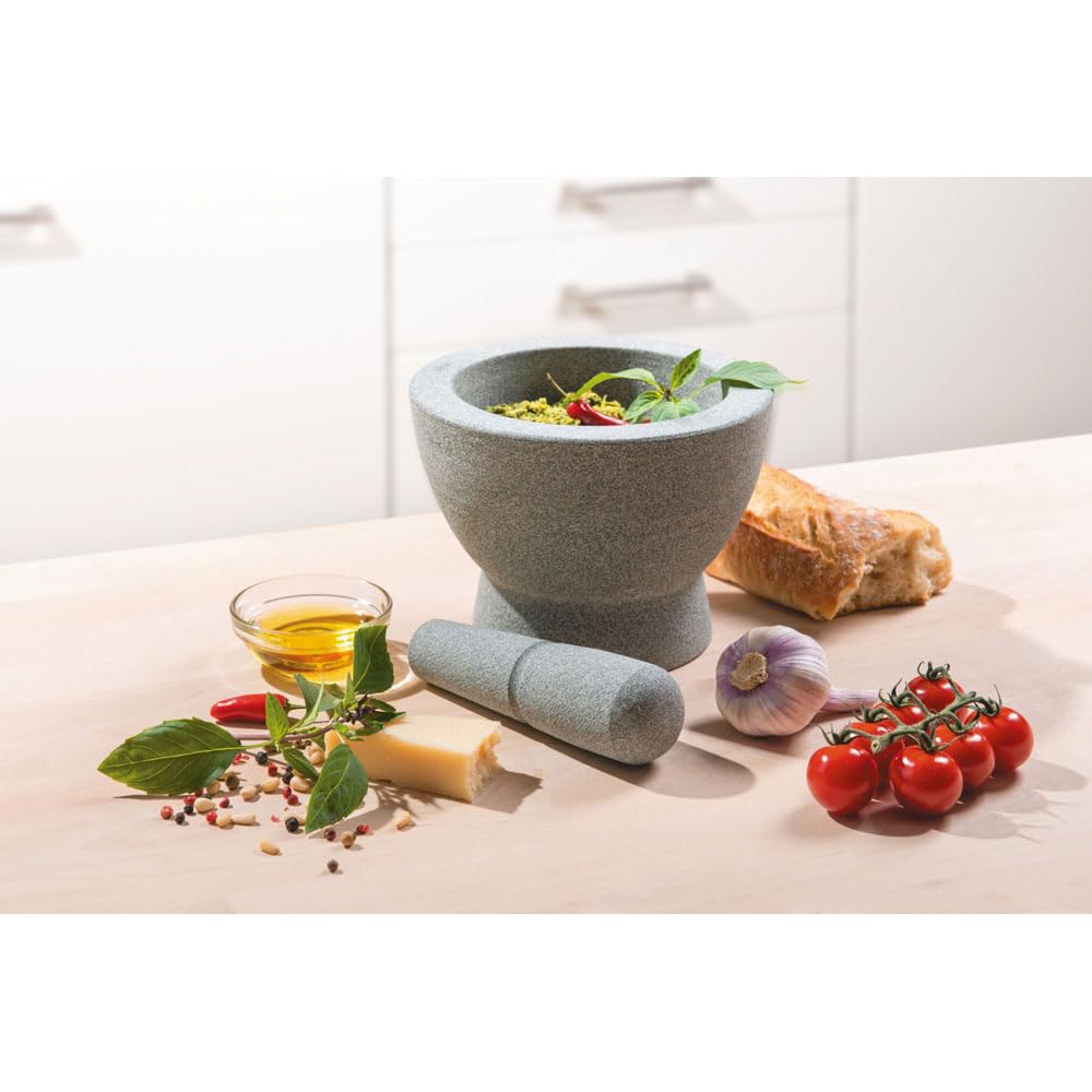 Gefu GE35320 Crunchy Mortier avec Pilon Pierre Gris 17 x 17 x 13 cm