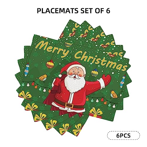Set de table de Noël rectangulaire lavable motif Père Noël - 3